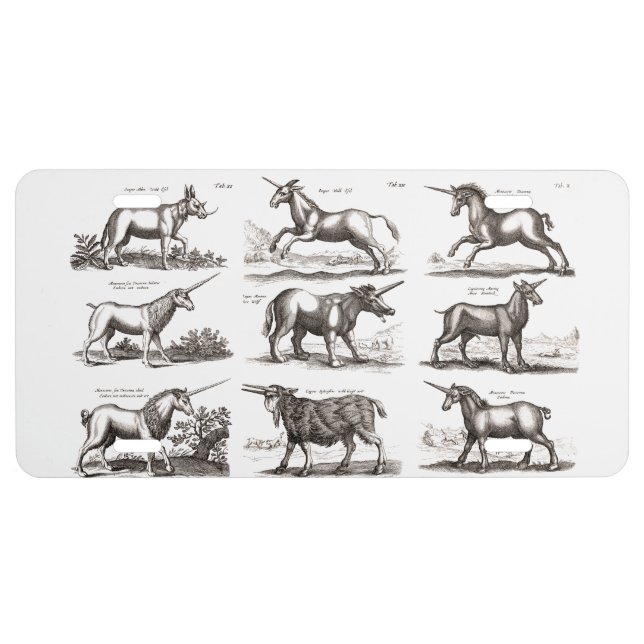 Classic Unicorn Antique Mythical Magical Creature License Plate (Front)