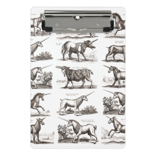 Classic Unicorn Antique Mythical Magical Creature Mini Clipboard