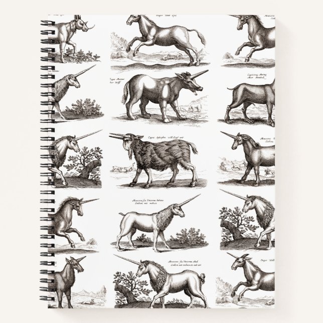 Classic Unicorn Antique Mythical Magical Creature Notebook (Front)