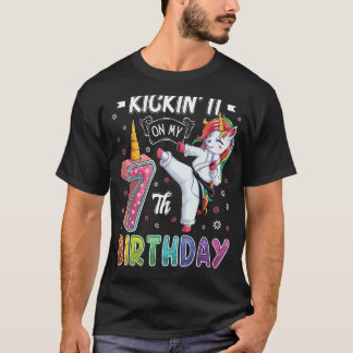Classic Unicorn Karate 7th Birthday 7 Seven Years T-Shirt