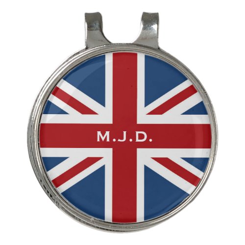 Classic Union Jack Flag and Monogram Golf Hat Clip