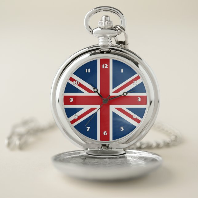 Classic Union Jack UK Flag Pocket Watch (Inside)