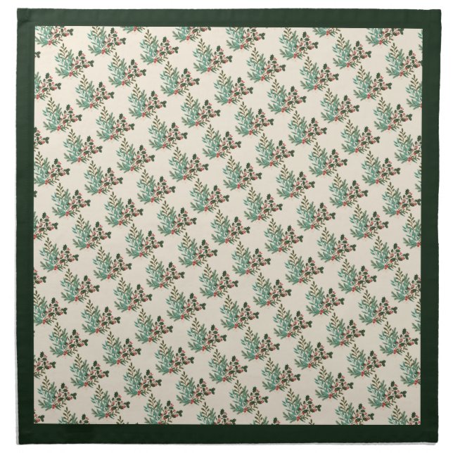 Classic Unique Green Botanical Holiday Christmas Cloth Napkin (Front)