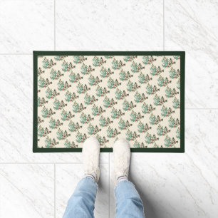 Classic Unique Green Botanical Holiday Christmas Doormat