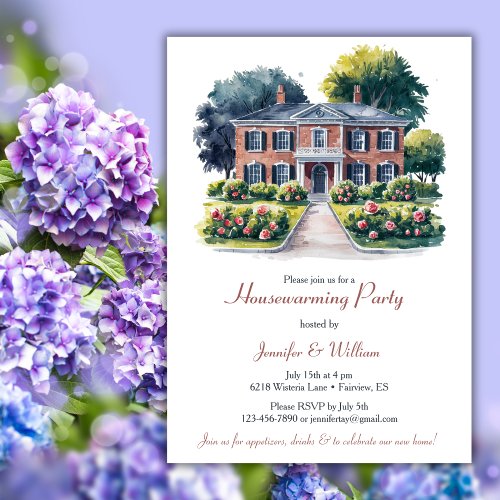 Classic Unique Watercolor House Housewarming Party Invitation