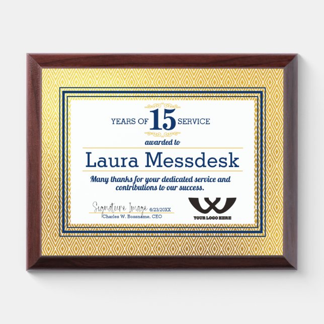 Classic universal employee anniversary milestone award plaque (Horizontal)