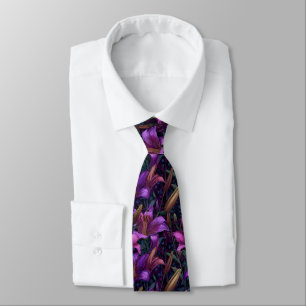 Classic Valentine Gifts For Boyfriend Lilies Flowe Neck Tie