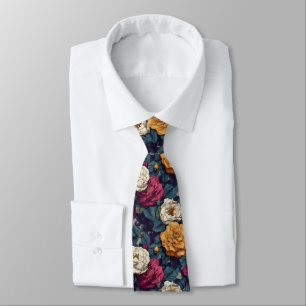 Classic Valentine Gifts For Him Gardenias Flower Neck Tie