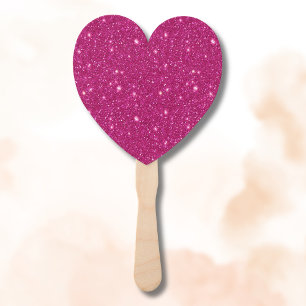Classic Valentine Trendy Pink Glitter Style Hand Fan