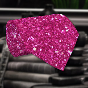 Classic Valentine Trendy Pink Glitter Style Neck Tie