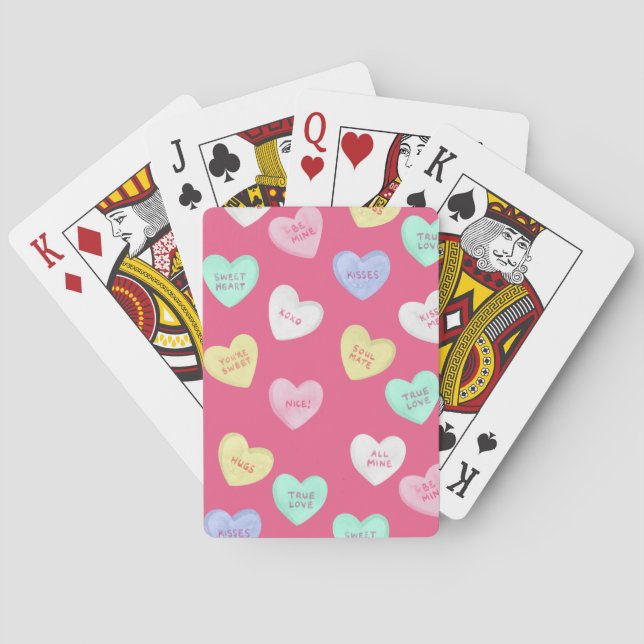 Classic Valentine's Candy Hearts Poker Cards (Back)
