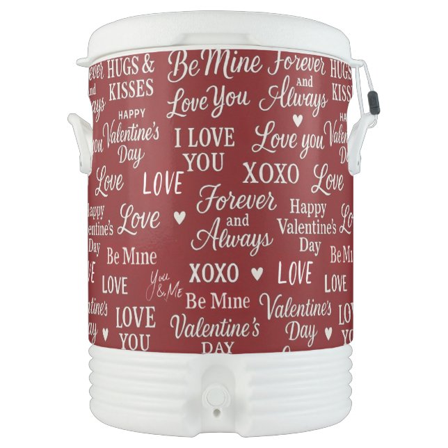 Classic, Valentine's Day phrases in pattern Beverage Cooler (Front)