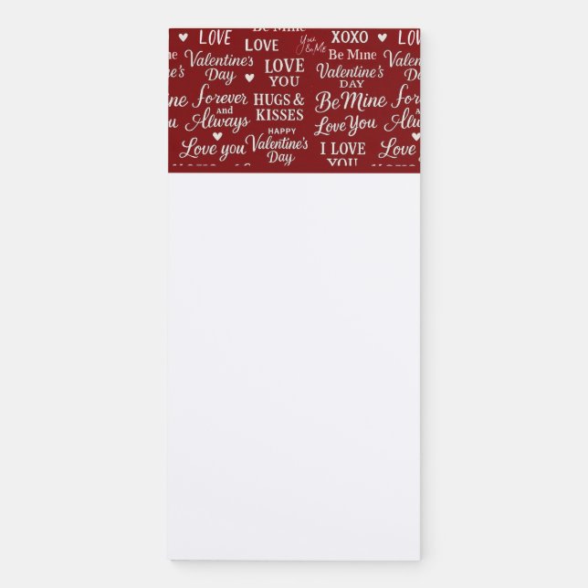 Classic, Valentine's Day phrases in pattern Magnetic Notepad (Front)