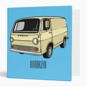 Classic van cartoon illustration 3 ring binder