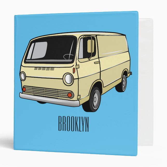 Classic van cartoon illustration 3 ring binder (Front/Inside)