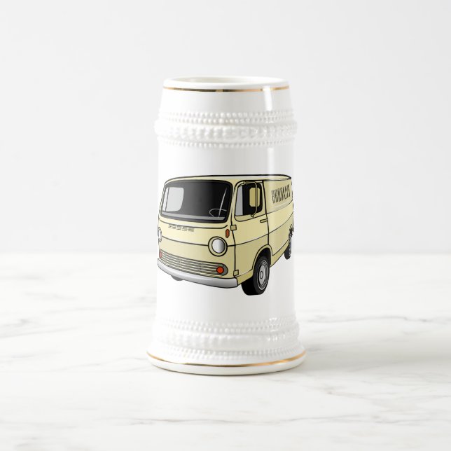Classic van cartoon illustration beer stein (Center)