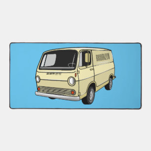 Classic van cartoon illustration desk mat