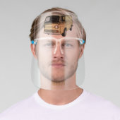 Classic van cartoon illustration face shield (Insitu)