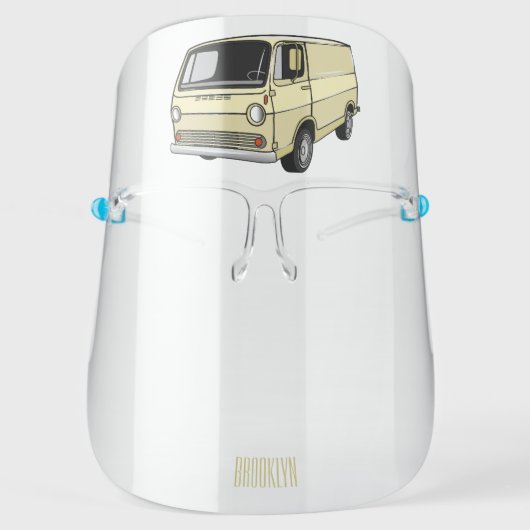 Classic van cartoon illustration face shield (Front)