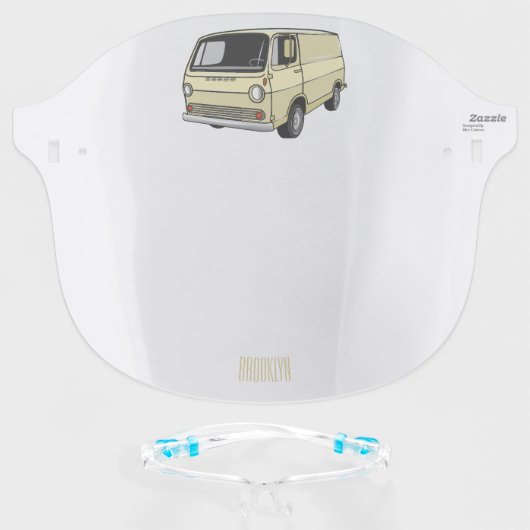 Classic van cartoon illustration face shield (Front w/Glasses)