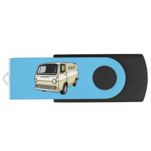 Classic van cartoon illustration flash drive