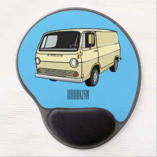 Classic van cartoon illustration gel mouse pad