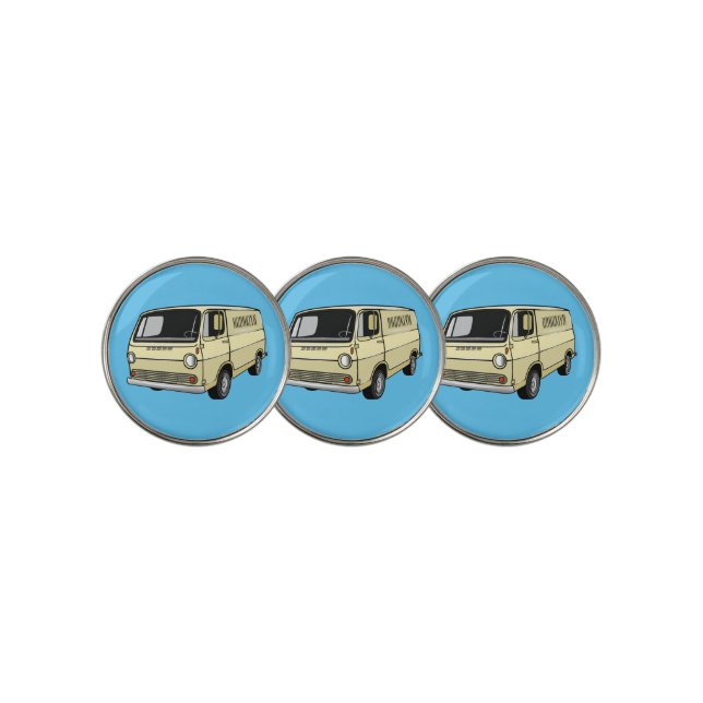 Classic van cartoon illustration golf ball marker (3 Up)