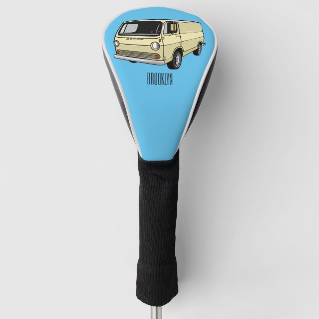 Classic van cartoon illustration golf head cover (Front)