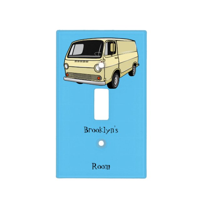 Classic van cartoon illustration light switch cover (Front)