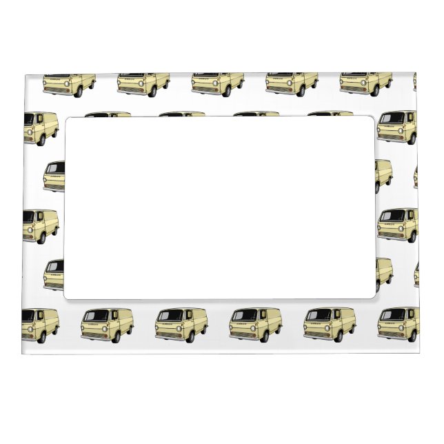 Classic van cartoon illustration magnetic frame (Front)
