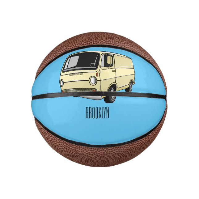 Classic van cartoon illustration mini basketball (Front)