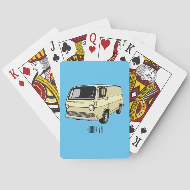 Classic van cartoon illustration poker cards (Back)