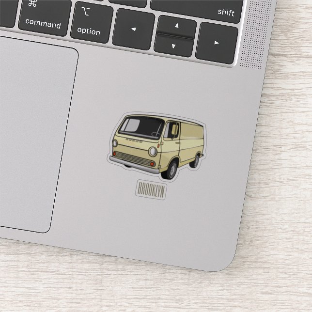 Classic van cartoon illustration sticker (Detail)
