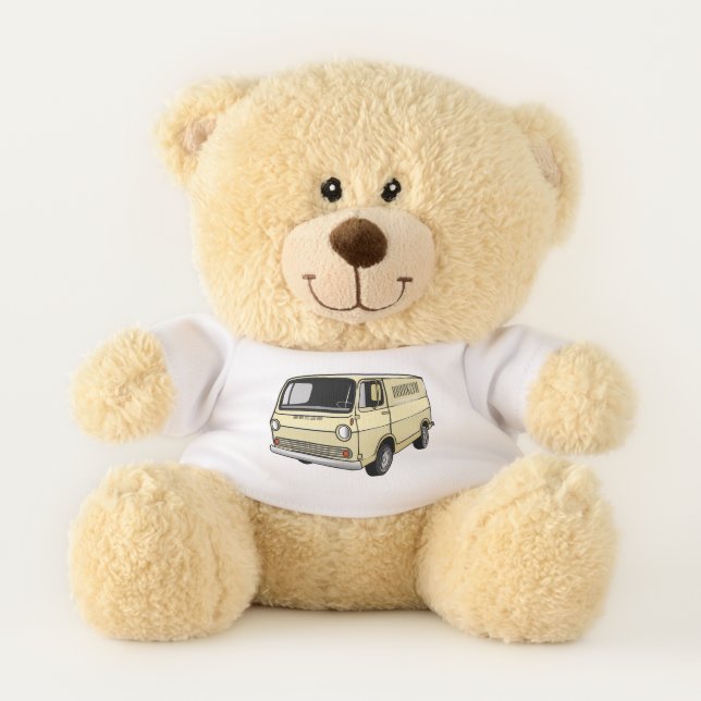 Classic van cartoon illustration teddy bear (Front)