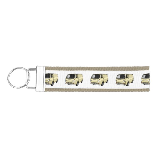 Classic van cartoon illustration wrist keychain (Keys on Left)