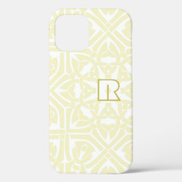 Classic Vanilla and White Elegant Frame Red Text iPhone 12 Case