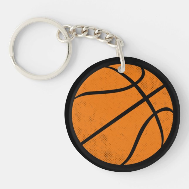 Classic Varsity Basketball Hoops Game Day Style Keychain (Front)
