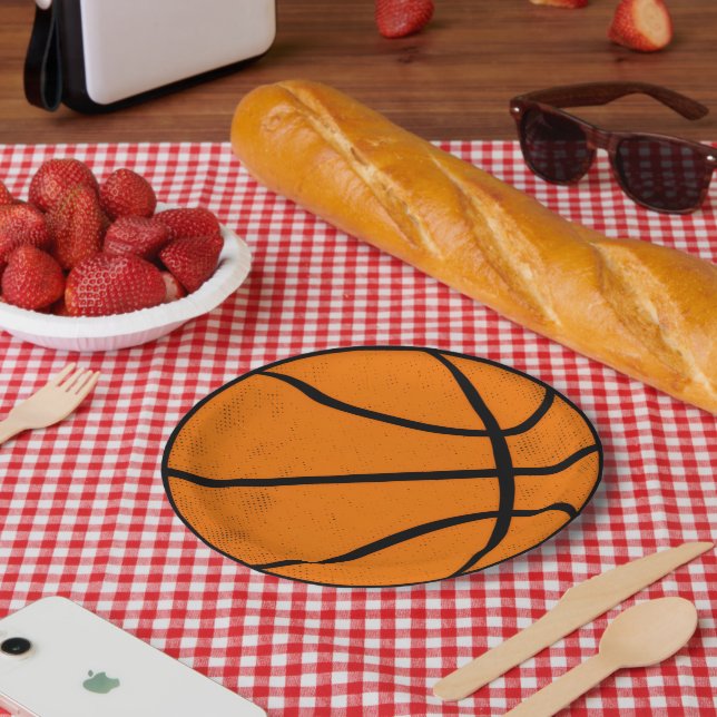 Classic Varsity Basketball Hoops Game Day Style Paper Plates (Picnic)