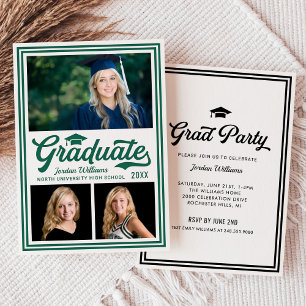 Classic Varsity Grad Party Graduate Multi Letterpress Photo Cards