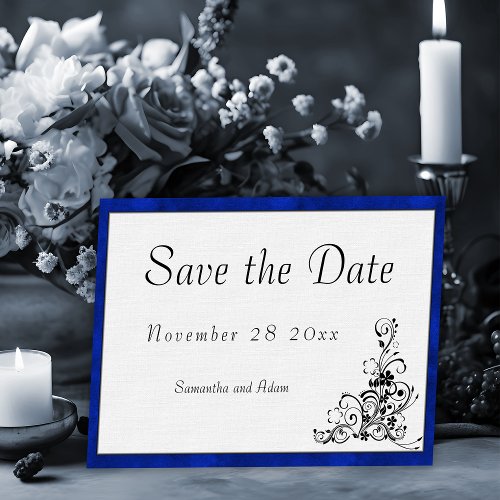 Classic Velvet Frame Blue and White Wedding Save The Date