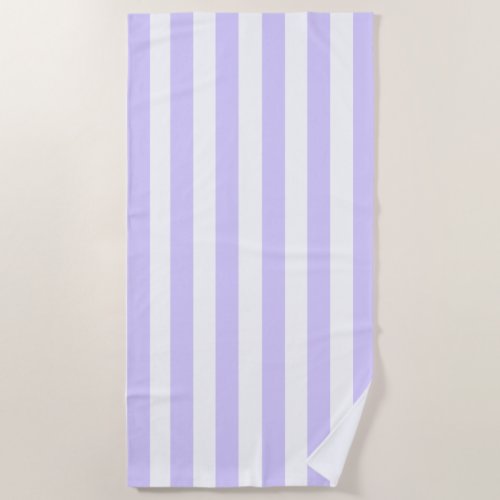 Classic Vertical Lavender White Stripes Striped Beach Towel