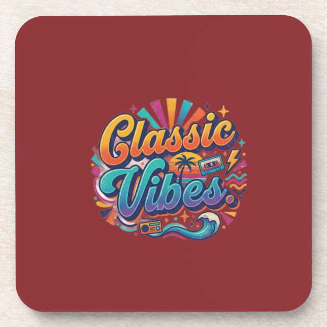 Classic Vibes T-Shirt Design Beverage Coaster (Front)