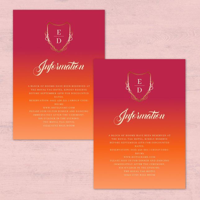 Classic Vibrant Summer Wedding Details   Enclosure Card (Creator Uploaded)