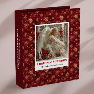 Classic Victorian Angel Red Gold Christmas Album 3 Ring Binder