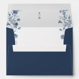Classic Victorian Blue French Garden Chic Wedding Envelope