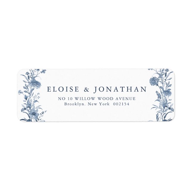 Classic Victorian Blue French Garden Chic Wedding Label (Front)