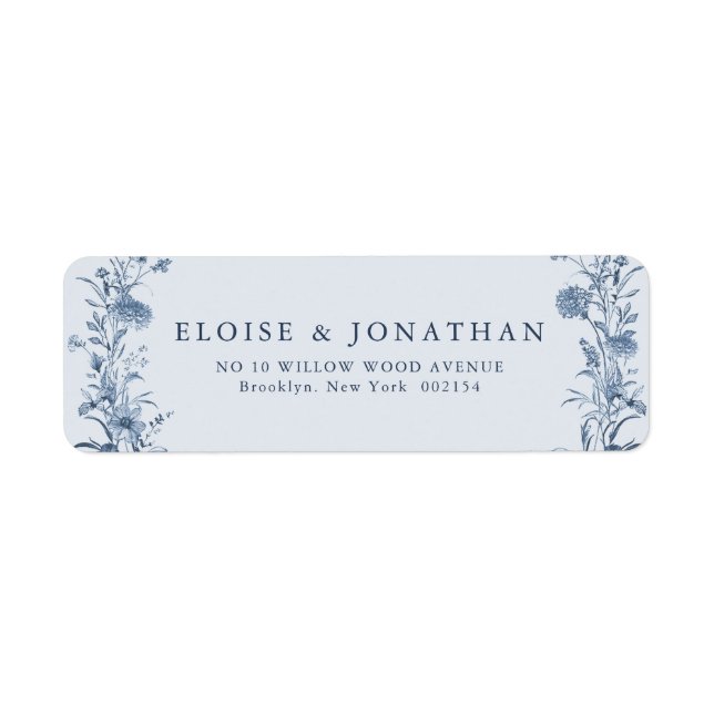 Classic Victorian Blue French Garden Chic Wedding Label (Front)