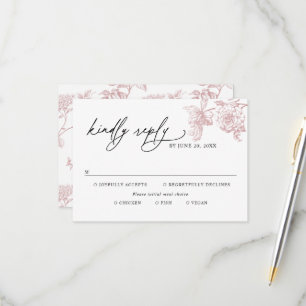 Classic Victorian Floral Meal Options Wedding RSVP Card