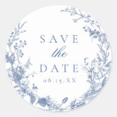 Classic Victorian French Wedding Save The Date Classic Round Sticker (Front)
