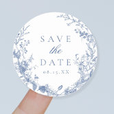 Whimsical Script Save The Date Classic Round Sticker, Zazzle